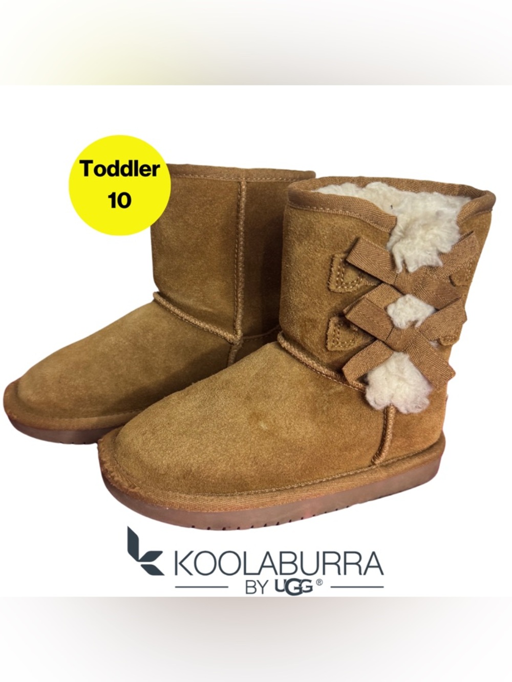 UGG ❄️ Toddler Sized Tan Suede Boot with Shearling & Bows